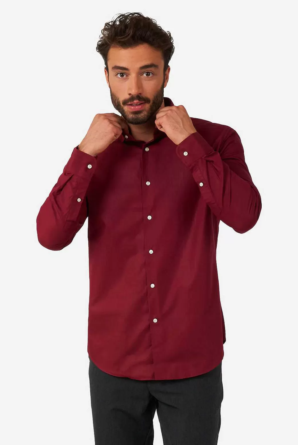 OppoSuits Effen Gekleurde Overhemden^Blazing Burgundy