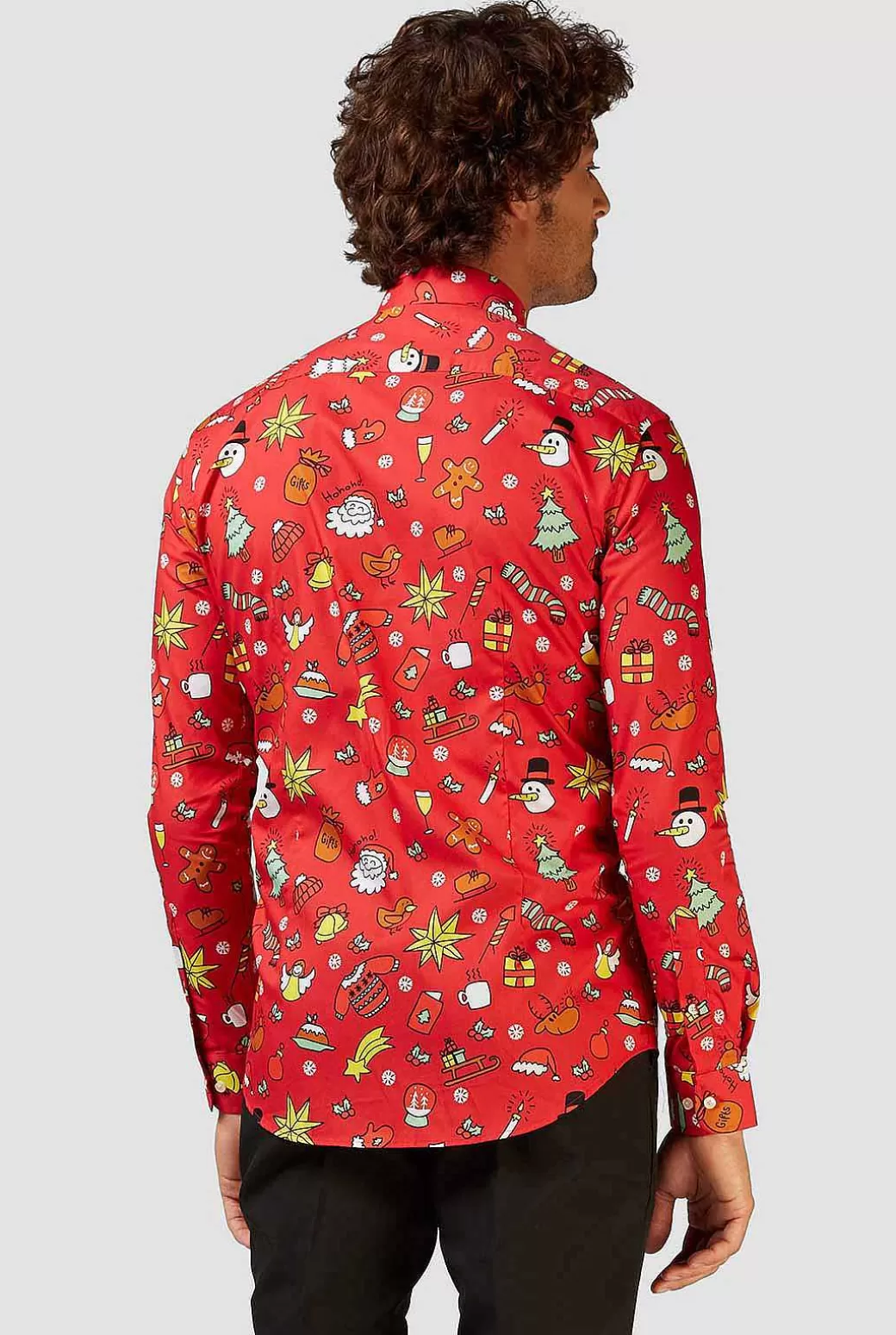 OppoSuits Casual Overhemden^Christmas Doodle Red