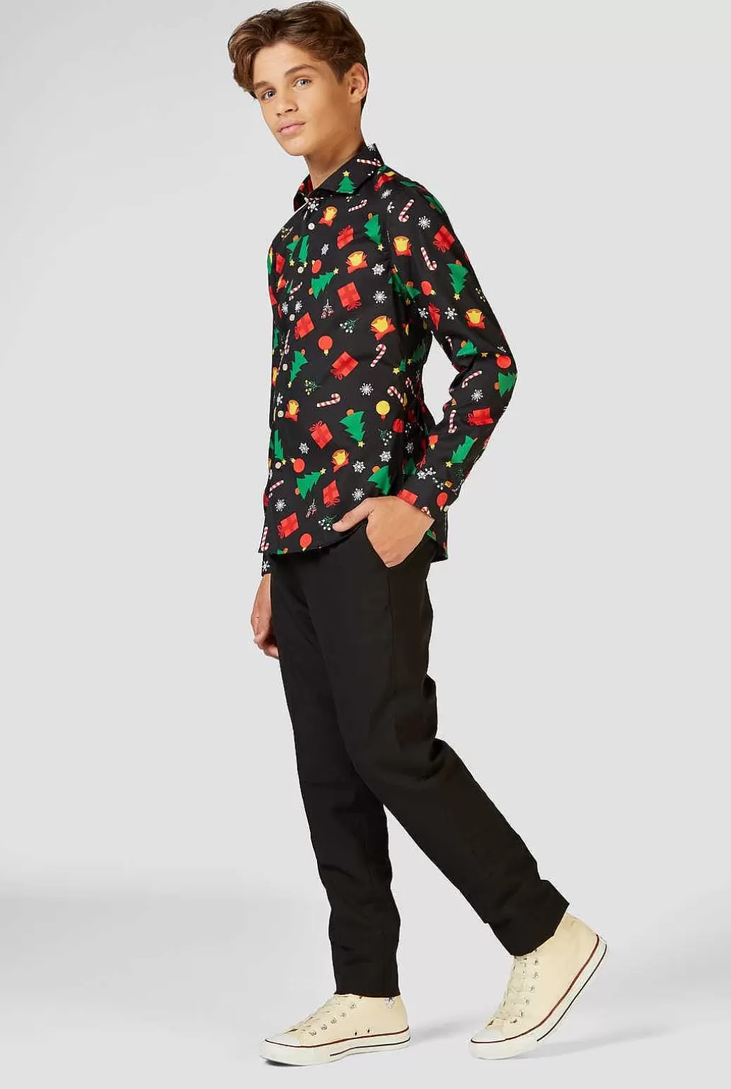 OppoSuits Kerst Overhemden^Christmas Icons Black