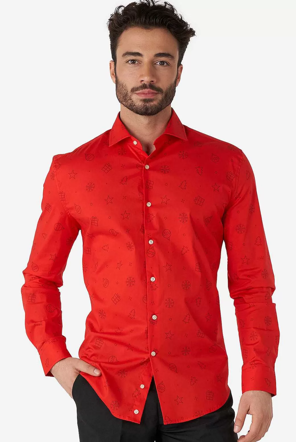 OppoSuits Casual Overhemden^Christmas Icons Red