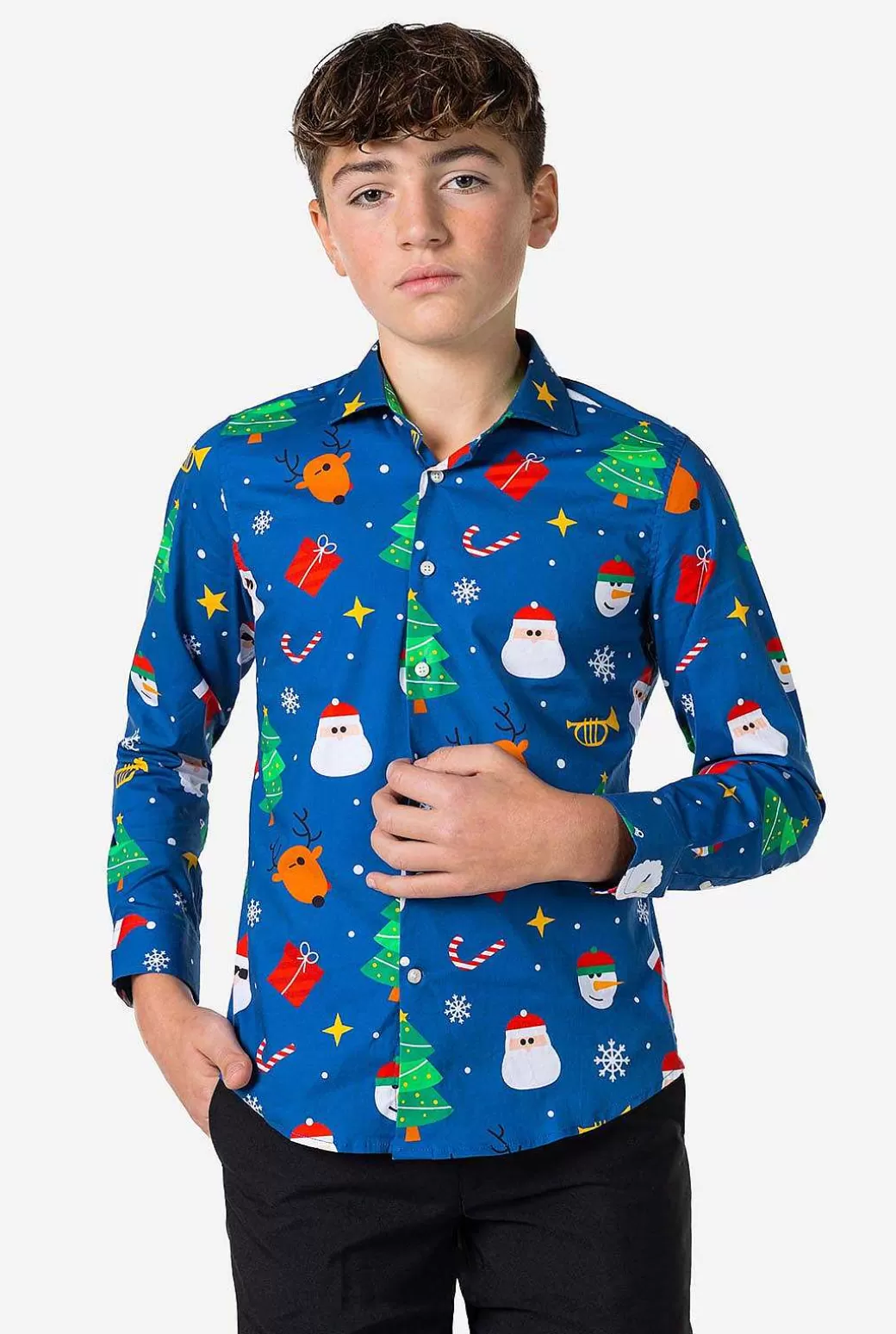 OppoSuits Kerst Overhemden^Festivity Blue