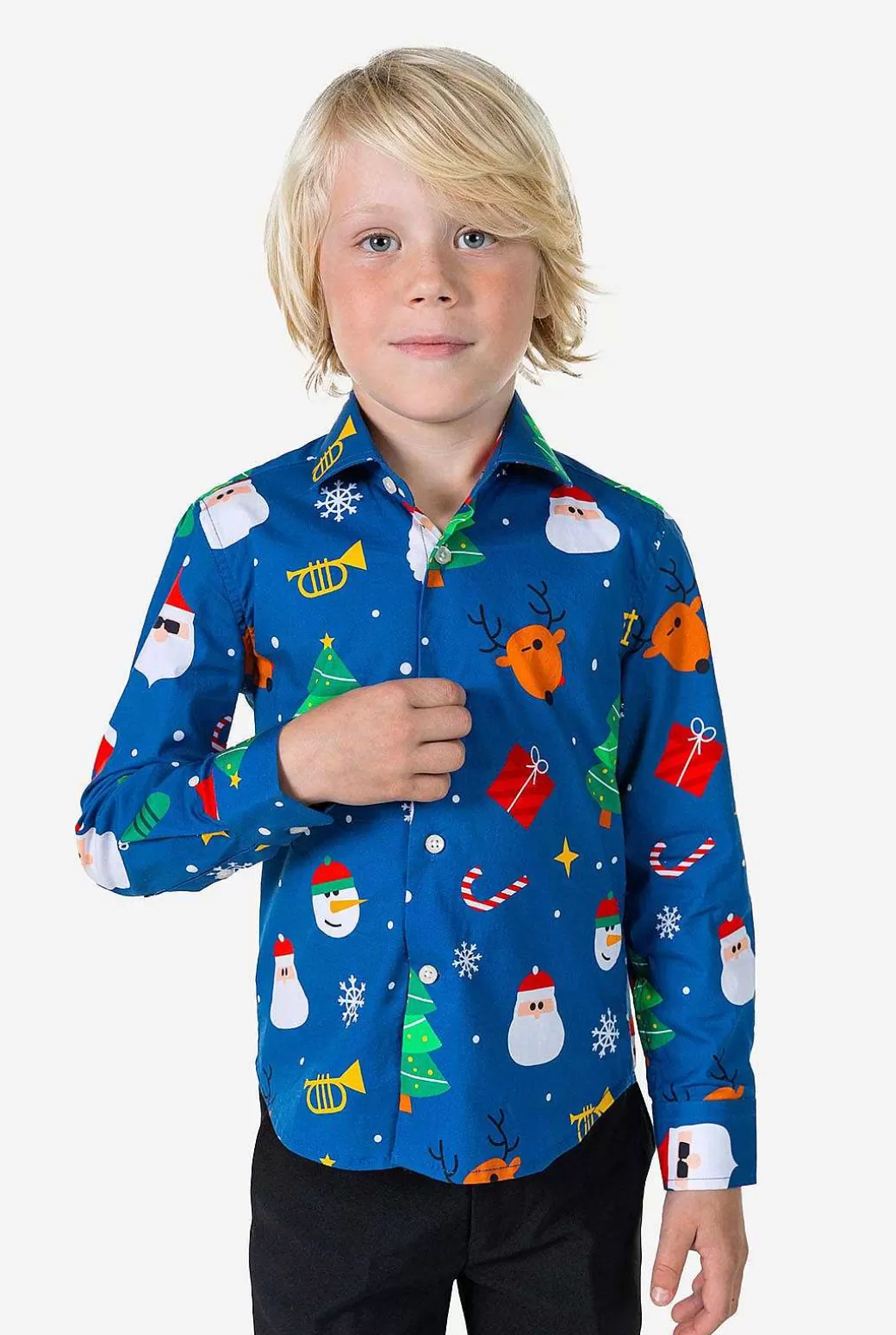 OppoSuits Kerst Overhemden^Festivity Blue