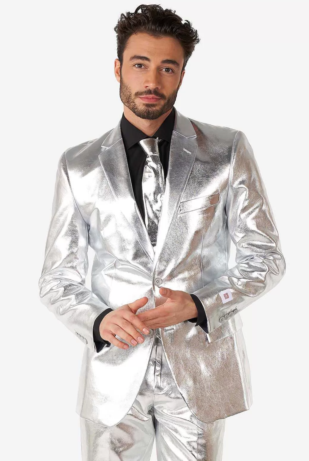 OppoSuits Effen Gekleurde Pakken^Shiny Silver