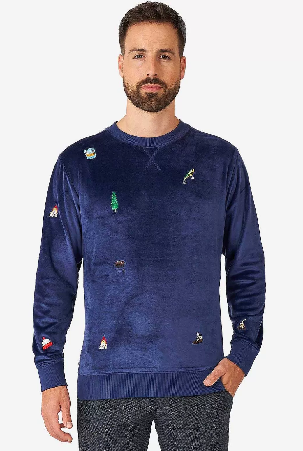 OppoSuits Kerst Sweaters^Velvet Navy-Xmas Icons