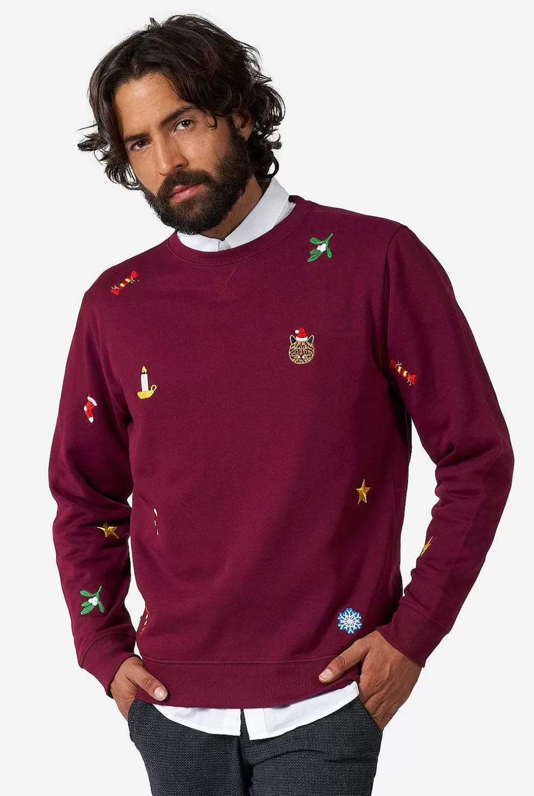 OppoSuits Kerst Sweaters^X-Mas Icons-Burgundy