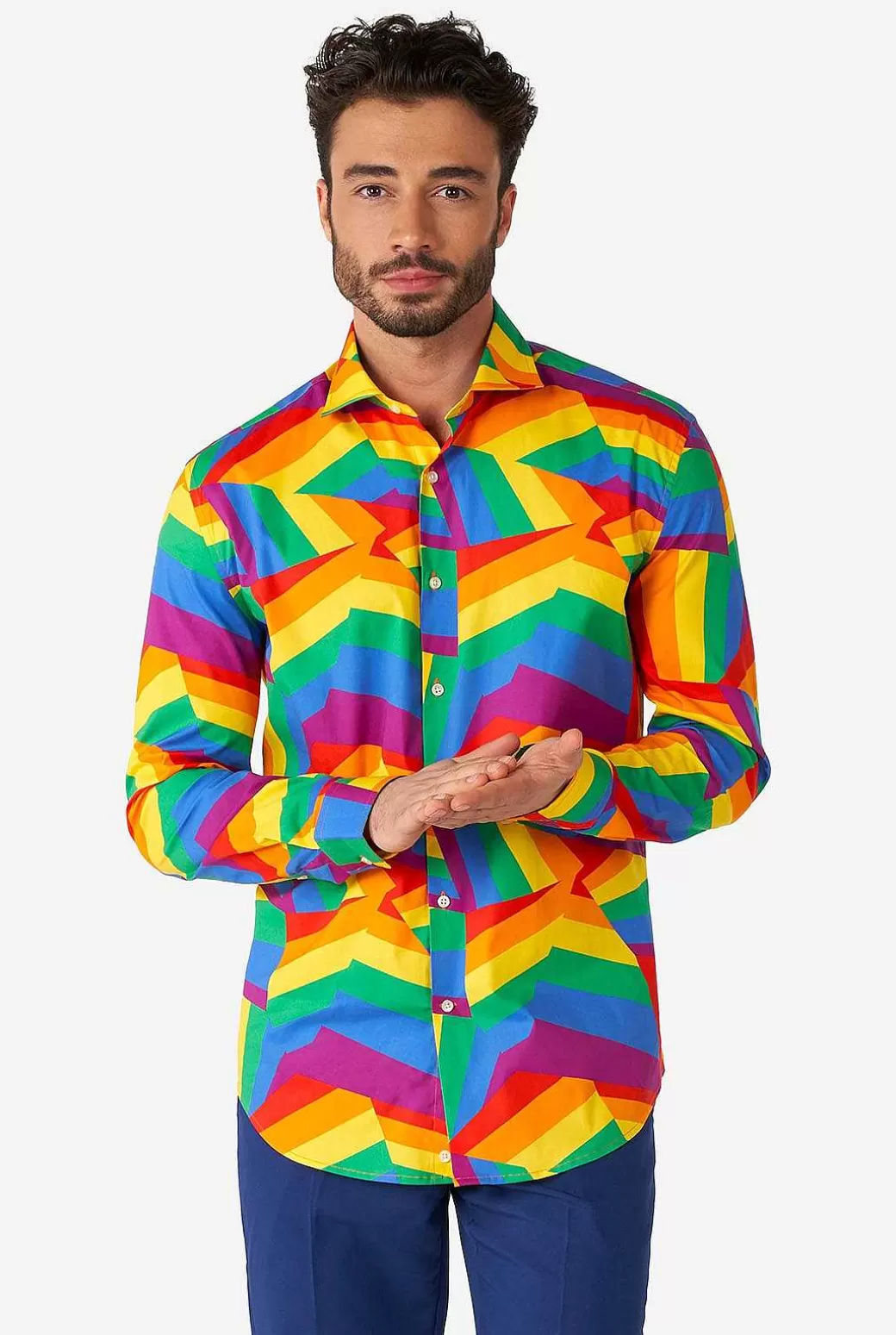 OppoSuits Casual Overhemden^Zig Zag Rainbow